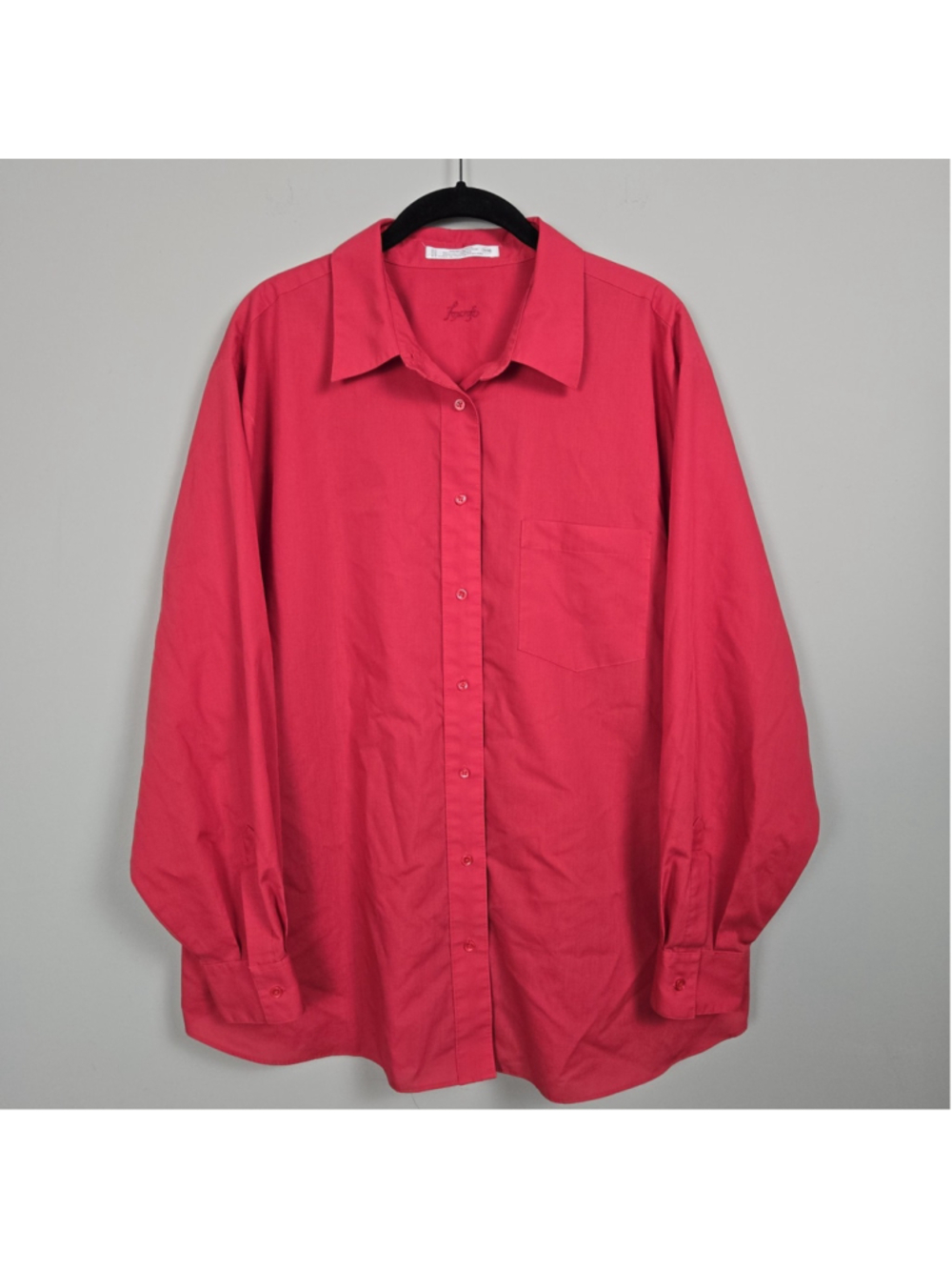 Foxcroft Womens Wrinkle Free Button Up Top Size 18W Red Career Office Mature